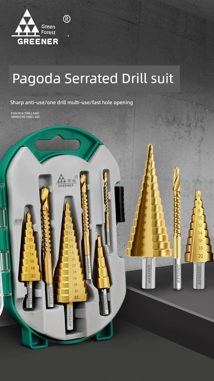 Green Forest Serrated drill bit set with step bits