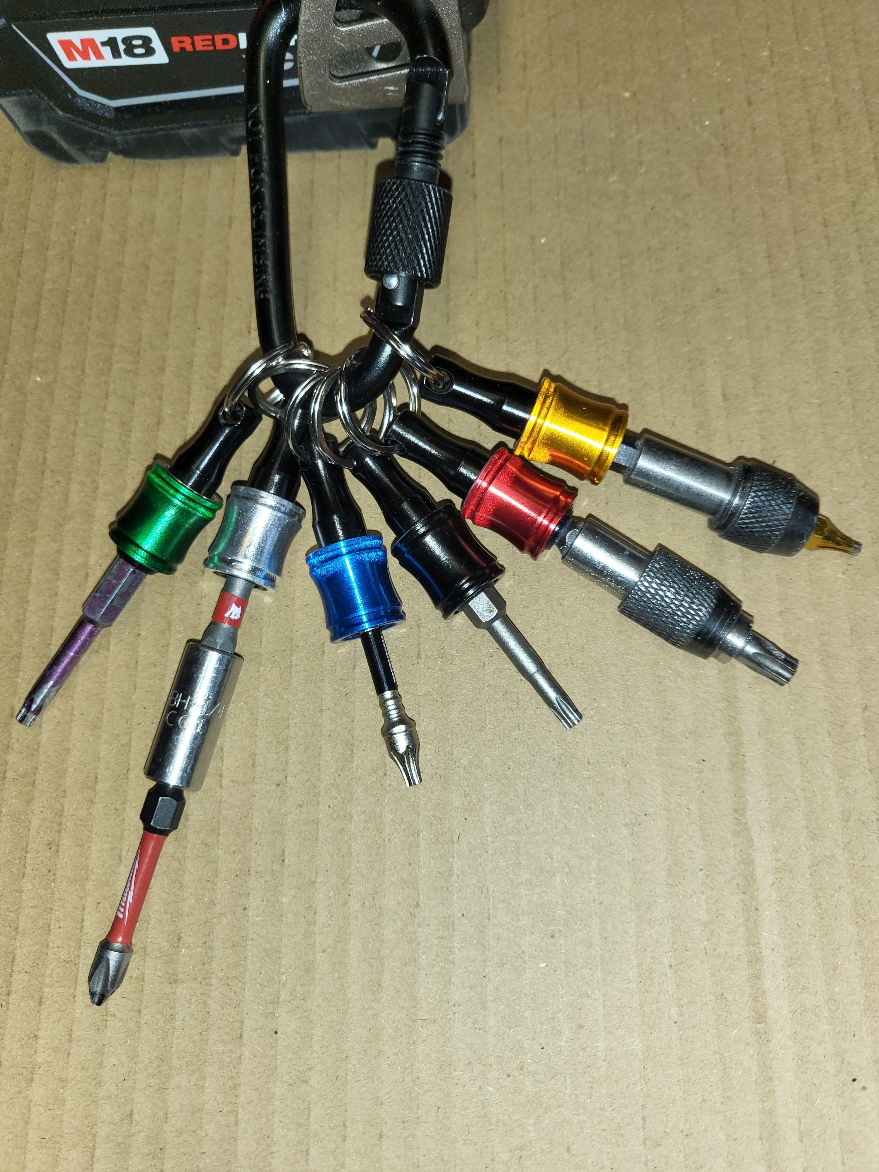 Screw gun bit organizer key chain style 6pcs/Set 1/4