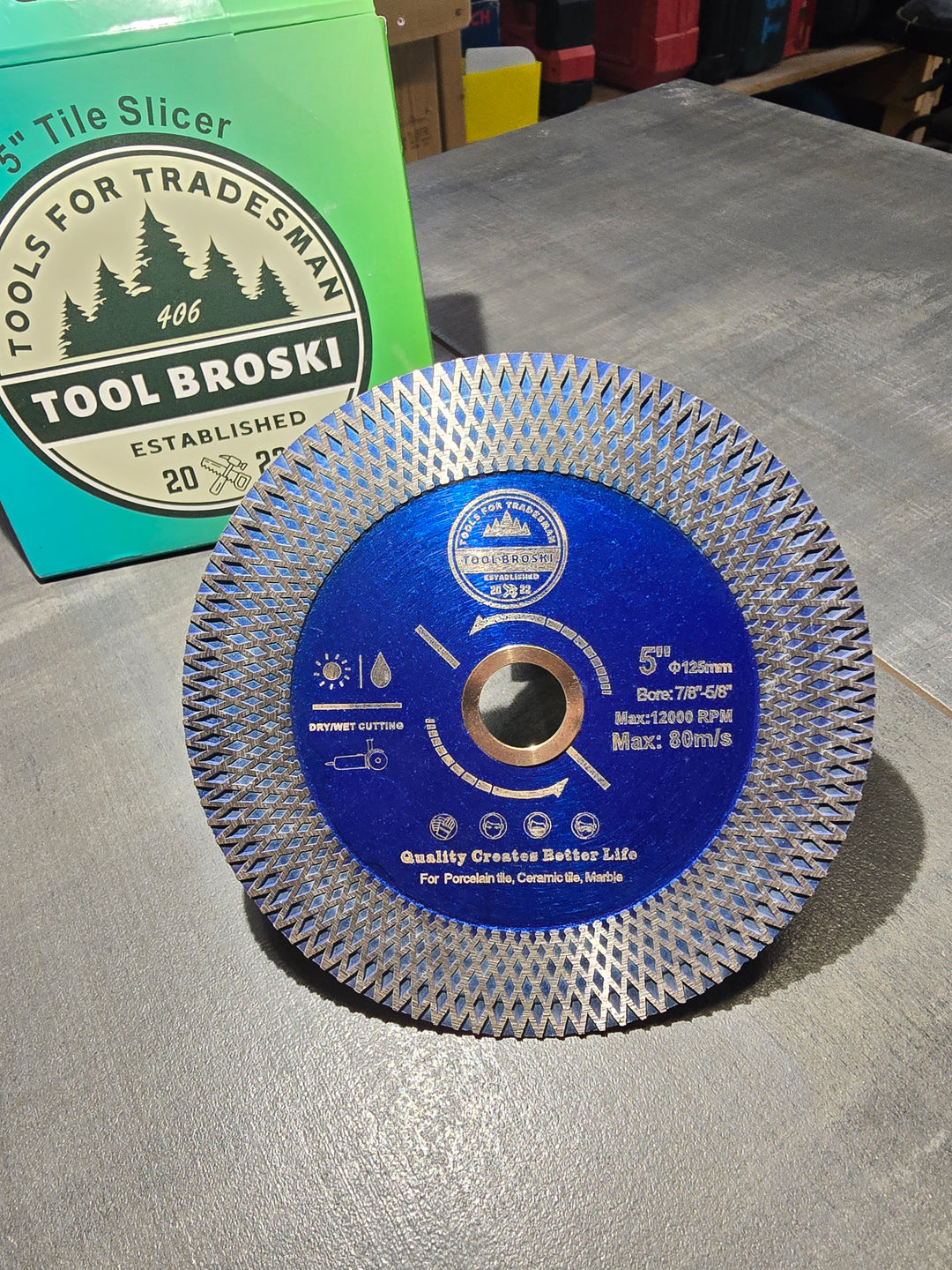 Tool Broski Tile Slicer 5" Grinder blade with 5/8 arbor 