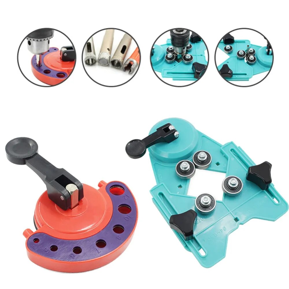 Diamond Drill bit guide with suction cups for tile glass stone