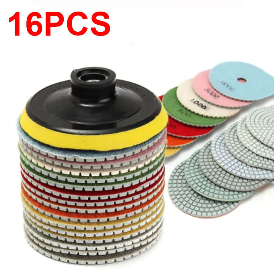 Diamond Polishing Pads16pcs 100mm 4 inch Kit Wet/Dry for Tile