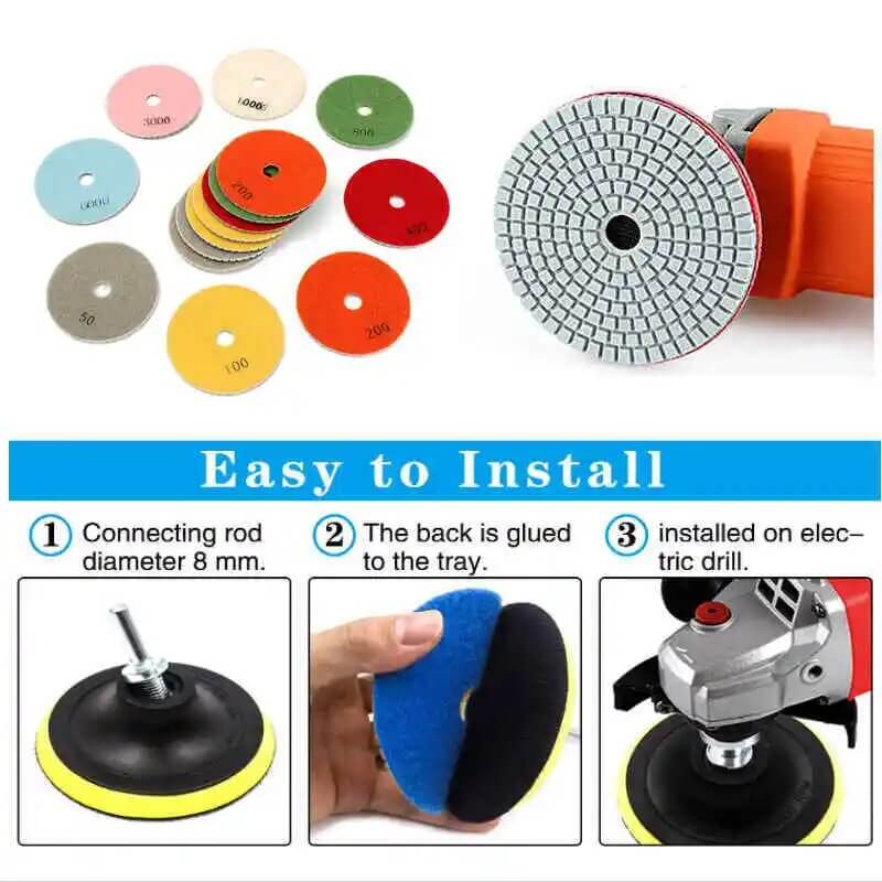 Diamond Polishing Pads16pcs 100mm 4 inch Kit Wet/Dry for Tile