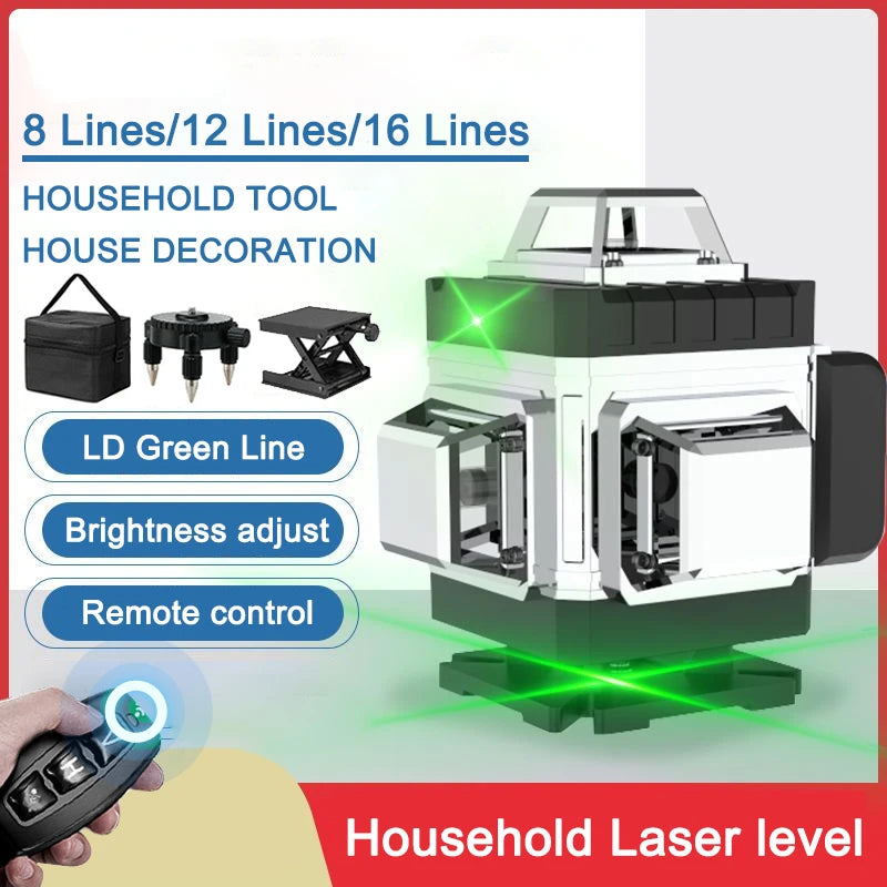 Laser Level Green Beam Light self leveling Remote Controled 16 lines