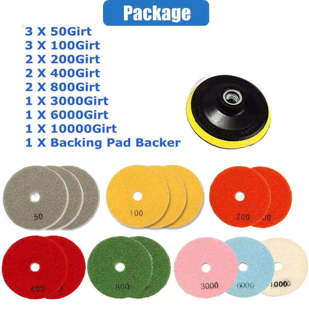 Diamond Polishing Pads16pcs 100mm 4 inch Kit Wet/Dry for Tile