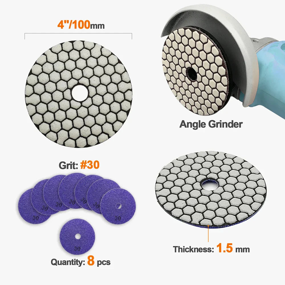 Diamond Flexible Polishing Pads 4" - 7pcs Set high efficiency  