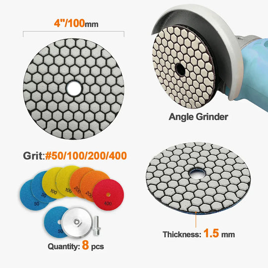 Diamond Flexible Polishing Pads 4" - 7pcs Set high efficiency  