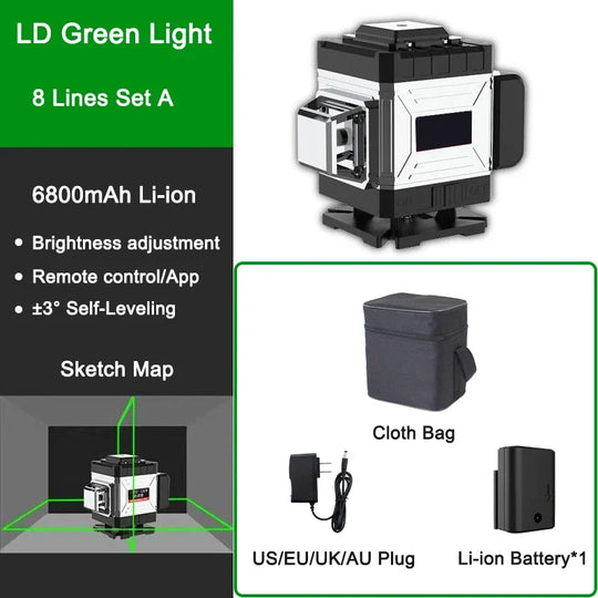 Laser Level Green Beam Light self leveling Remote Controled 16 lines