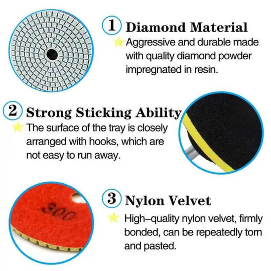 Diamond Polishing Pads16pcs 100mm 4 inch Kit Wet/Dry for Tile