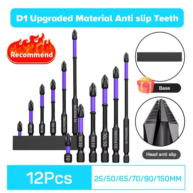 Magnetic impact Screwdriver Bits Non-slip Shockproof Phillips head