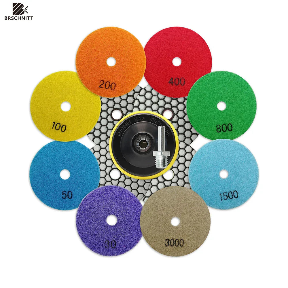 Diamond Flexible Polishing Pads 4" - 7pcs Set high efficiency  