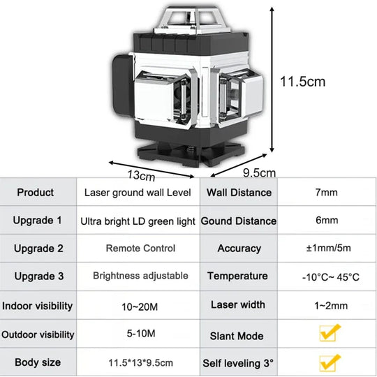 Laser Level Green Beam Light self leveling Remote Controled 16 lines