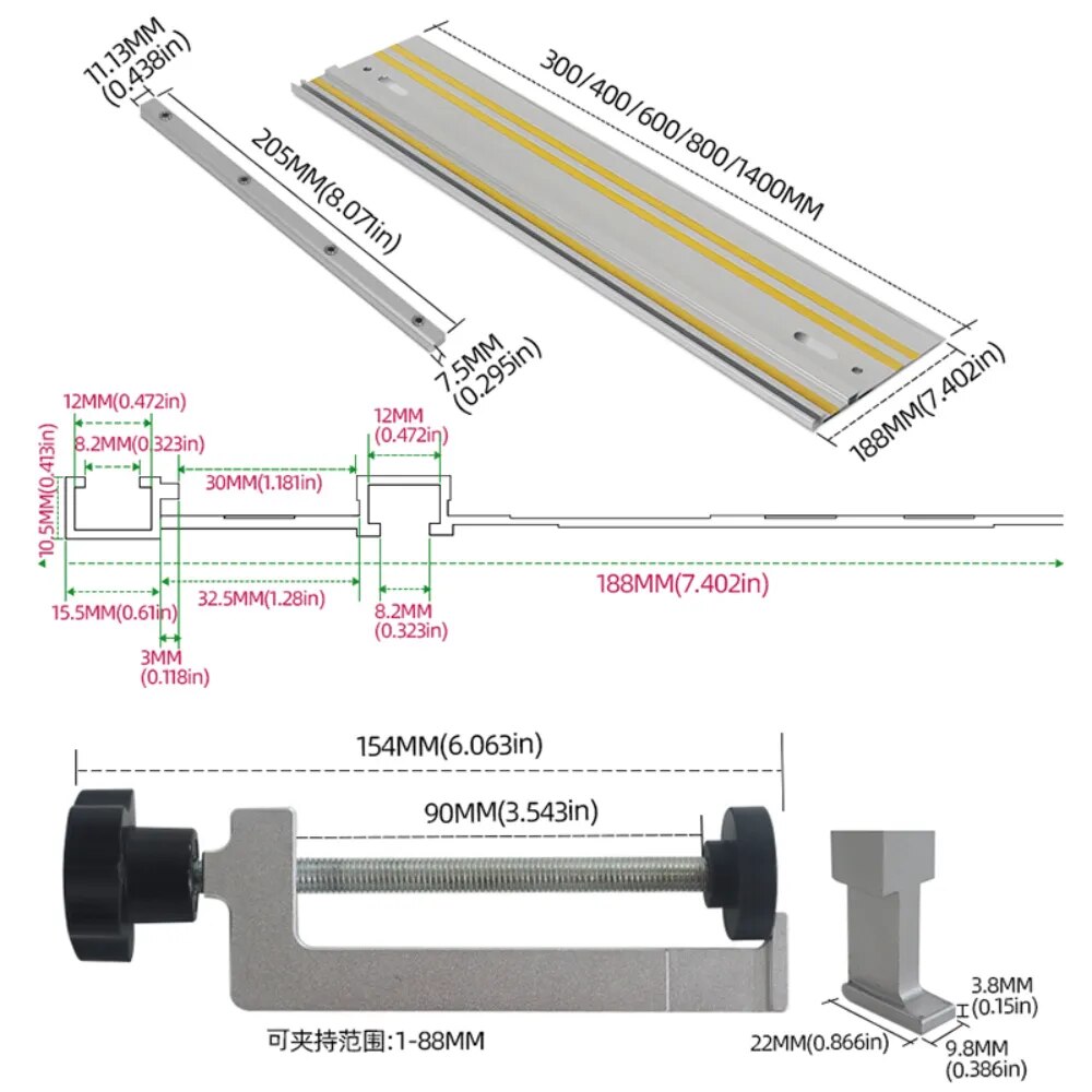 circular saw Guide Rail for Makita for Festool 55" and 31.5" lengths